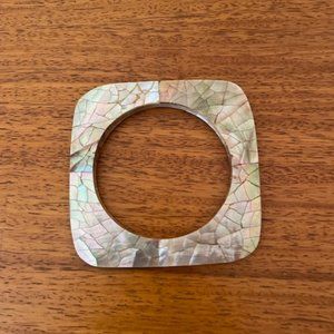Square bangle bracelet - irridescent shell inlay